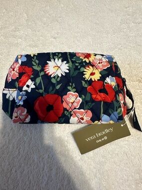 Vera Bradley Navy Floral Quilted Poppy Cosmetic Pouch